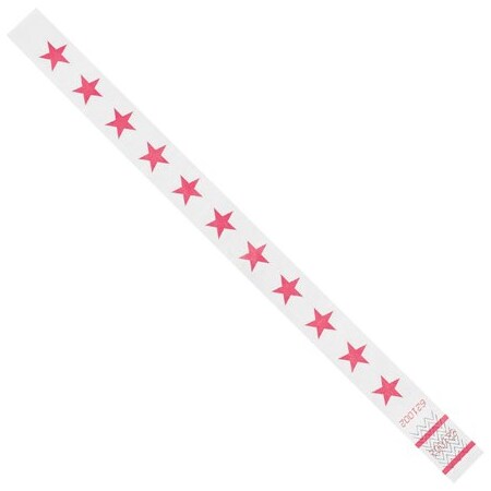 Bsc Preferred 3/4 x 10'' Pink Stars Tyvek Wristbands, 500PK BUY00022023
